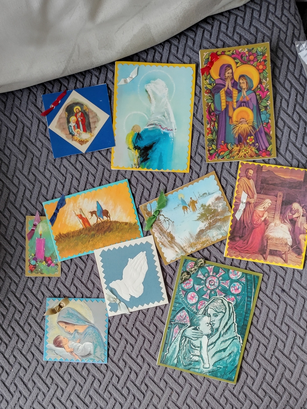 Set Of 10 True Vintage Handmade Religious Christmas Tags